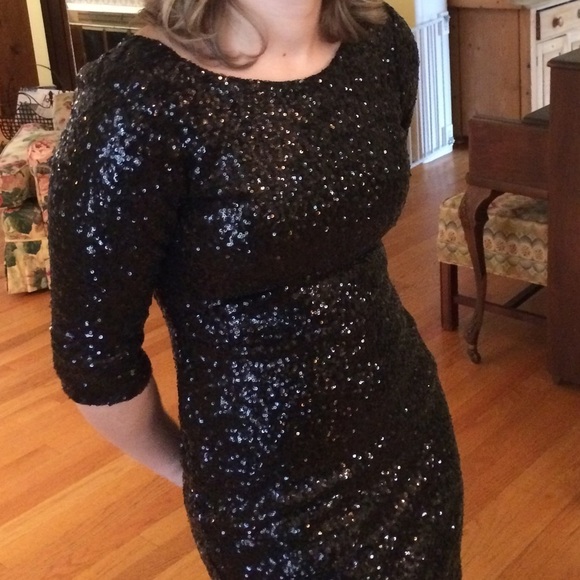 RUBY ROX Small Short Black Sequin Dress Y2K Homecoming Prom Wedding Bling Gothic - Picture 6 of 11